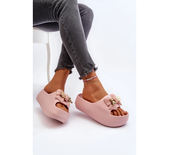 Dámské pěnové pantofle s mašlí, Pink Salessa