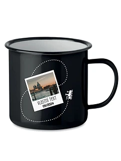 Personalizovaný retro plecháček s fotkou a cestovatelským motivem