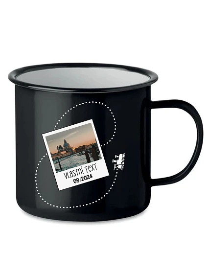 Personalizovaný retro plecháček s fotkou a cestovatelským motivem Personalizovaný retro plecháček s fotkou a cestovatelským motivem