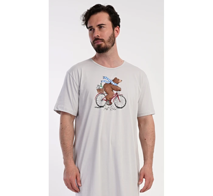 Pánská noční košile s krátkým rukávem Méďa na kole