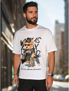 Pánské bílé tričko s potiskem FashionStreet RX5647