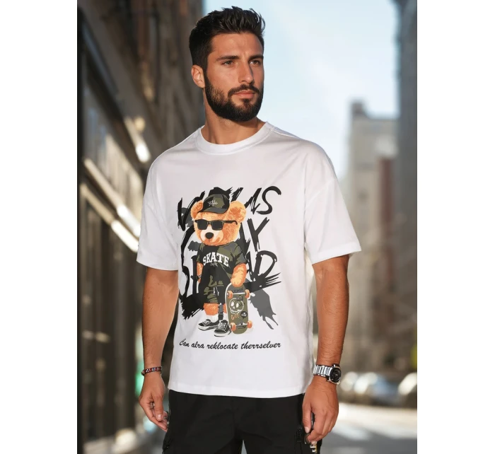 Pánské bílé tričko s potiskem FashionStreet RX5647