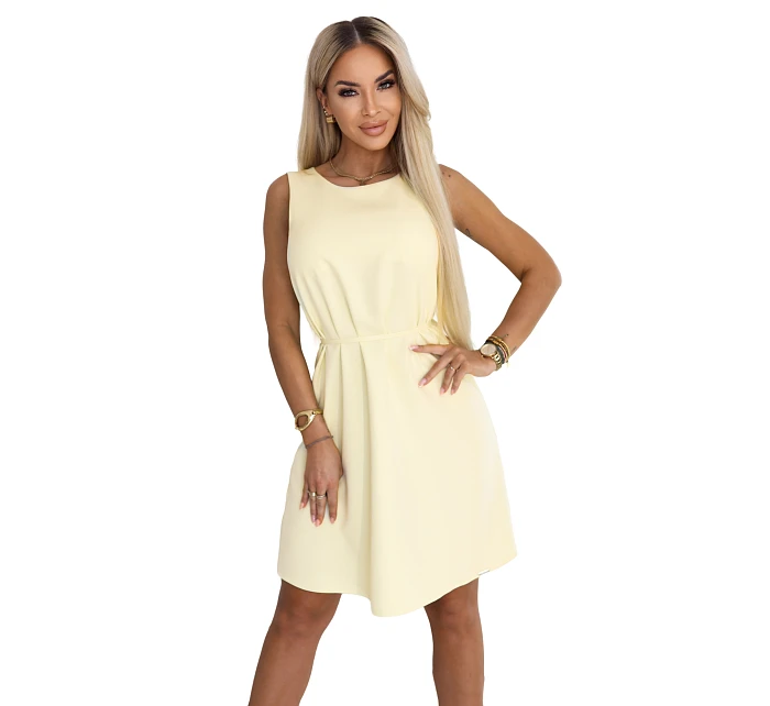 VICTORIA Trapézové šaty bez rukávů s páskem  žluté model 22118441 - numoco
