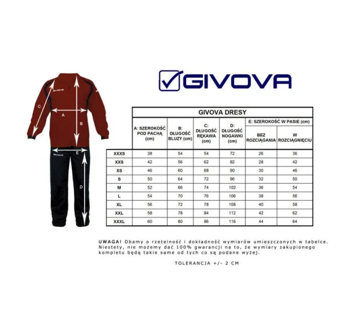 Unisex tepláková souprava Tuta Visa model 15969244 - Givova Unisex tepláková souprava Tuta Visa model 15969244 - Givova
