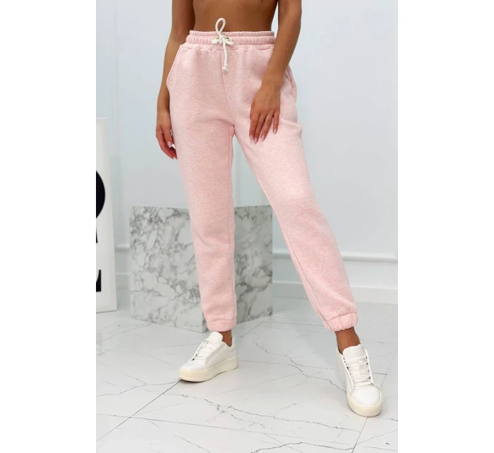 Zateplený set s mikinou s kapucí prášková růžová melanž Zateplený set s mikinou s kapucí prášková růžová melanž