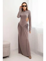 Dámská dlouhá šaty z viskózy s rolákem a odhalenými zády fango Dámská dlouhá šaty z viskózy s rolákem a odhalenými zády fango