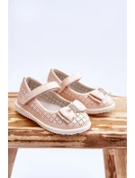 Dětské balerínky s mašlí na suchý zip model 21612408 - VINCEZA Dětské balerínky s mašlí na suchý zip model 21612408 - VINCEZA