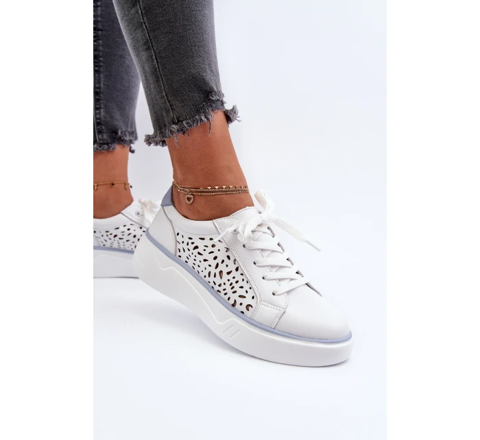 Dámské tenisky na platformě z bílé kůže model 21656159 - EVENTO Dámské tenisky na platformě z bílé kůže model 21656159 - EVENTO