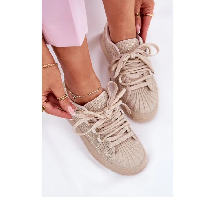Dámské tenisky se zdobením na platformě béžové Eanneth Dámské tenisky se zdobením na platformě béžové Eanneth