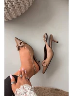 Dámské sandály na podpatku s ozdobným detailem hnědé model 21900459 - Boto