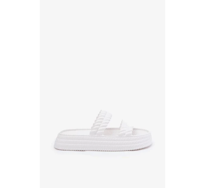 Dámské lehké pěnové pantofle na platformě S.Barski – bílé