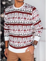 Pánský vánoční svetr bílý Dstreet WX2160 Pánský vánoční svetr bílý Dstreet WX2160