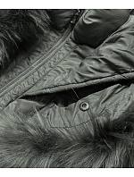 PIKOWANA ZIMOWA KURTKA DAMSKA Z KAPTUREM KHAKI model 21242102 - GDL - GOODLOOKIN