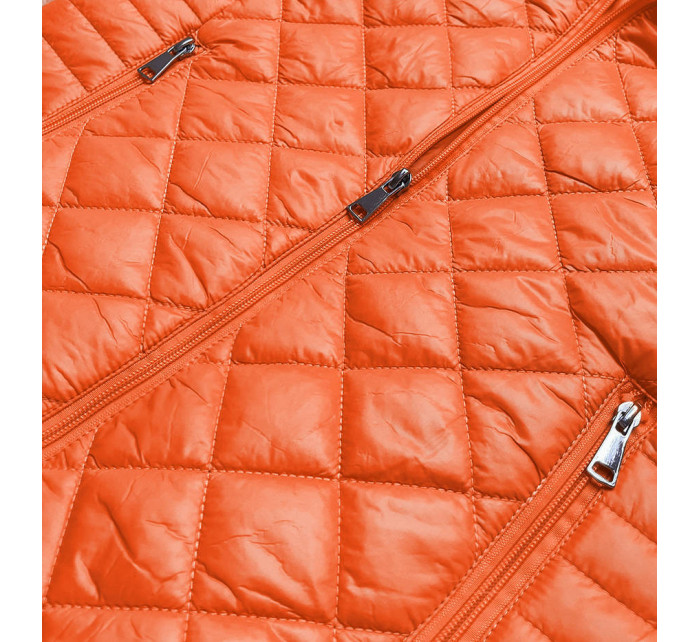 Oranžová prošívaná dámská bunda s kapucí (LY-01)
