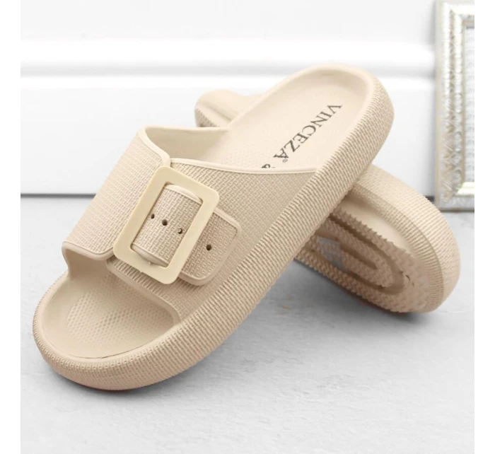 Žabky s přezkou W model 21875102 beige - VINCEZA