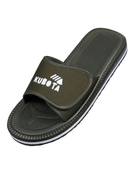 Žabky Kubota na suchý zip v khaki barvě K0000-100-005-19-1