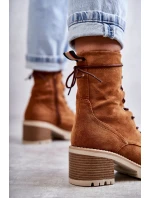 Dámské zateplené kozačky na vysokém podpatku Velbloud model 21596739 - Boto