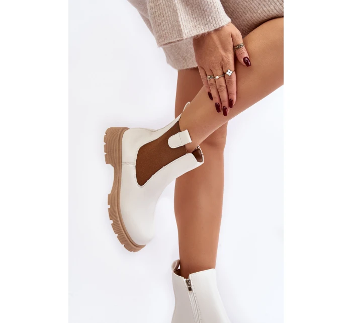 Dámské kozačky na zip Bílé model 21642006 - Boto