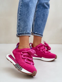 Dámské Zamszové Tenisky Na Platformě S Šněrováním Fuchsie Artiker model 21671689 - Boto