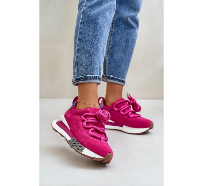 Dámské Zamszové Tenisky Na Platformě S Šněrováním Fuchsie Artiker model 21671689 - Boto Dámské Zamszové Tenisky Na Platformě S Šněrováním Fuchsie Artiker model 21671689 - Boto