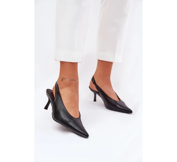 Lakované Lodičky S Odkrytým Patou Černé Emmizola