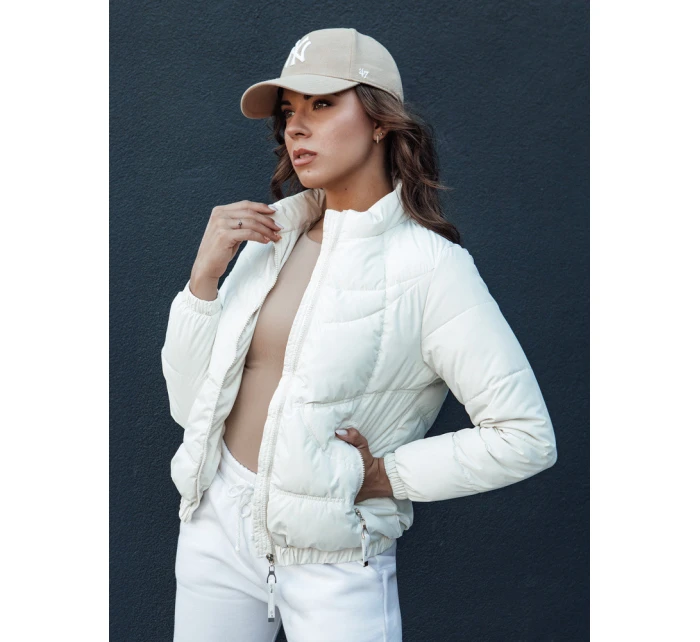 Dámská přechodná prošívaná bunda se stojáčkem SALECA ecru FashionStreet TY4401