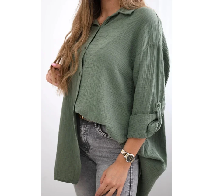 Bavlněná mušelínová košile khaki