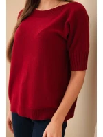 Dámský svetr z viskózy s krátkým rukávem bordový
