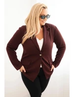 Dámská viskózová bunda Plus Size s dlouhým rukávem a límcem bordová