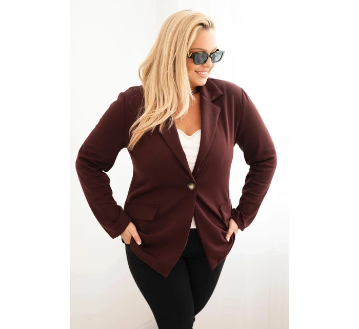 Dámská viskózová bunda Plus Size s dlouhým rukávem a límcem bordová