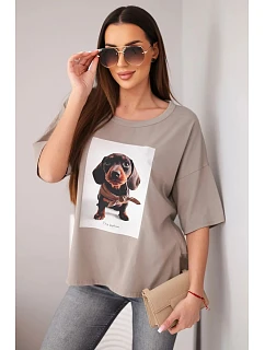 Dámská bavlněná oversize halenka s potiskem  fango model 22040092 - K-Fashion