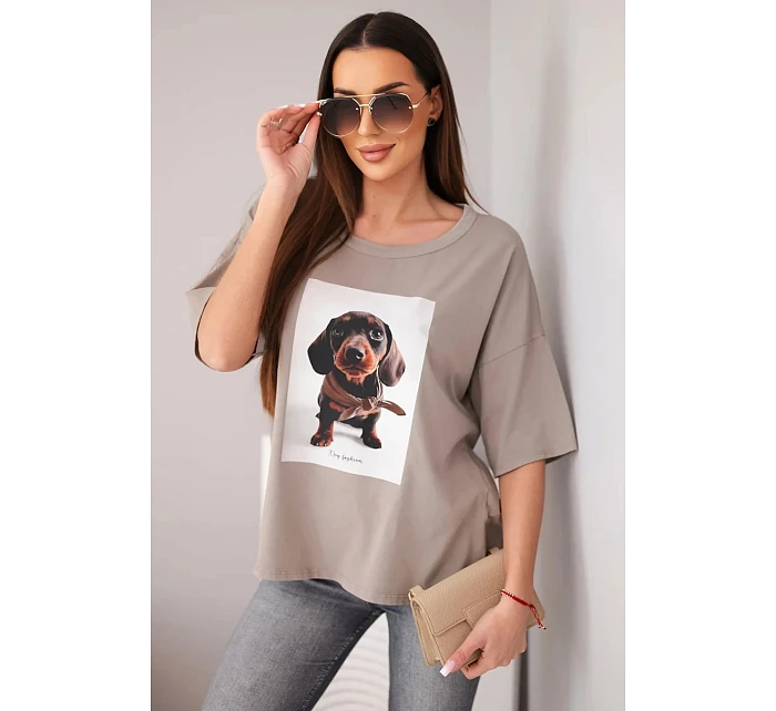 Dámská bavlněná oversize halenka s potiskem  fango model 22040092 - K-Fashion