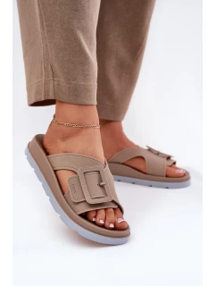 Vonné Dámské Pantofle S Dekorativní Přezkou Béžové ZAXY RR285076