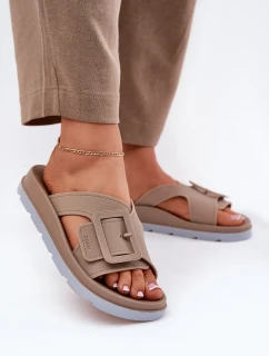 Vonné Dámské Pantofle S Dekorativní Přezkou Béžové ZAXY RR285076