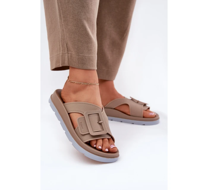 Vonné Dámské Pantofle S Dekorativní Přezkou Béžové ZAXY RR285076