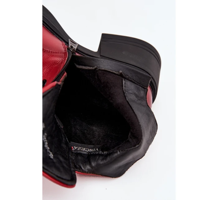 Dámské kožené kotníkové boty na klínku s vyhříváním Vinceza 39950 červené