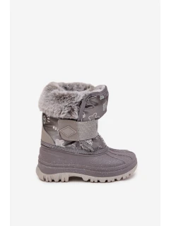 Dětské zimní boty s kožešinou na suchý zip model 21728513 šedé - Lee Cooper