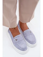 Kožené semišové dámské polobotky na platformě s  modré model 22126213 - VINCEZA