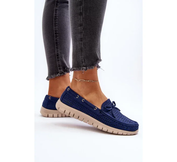Dámské mokasíny s mašlí, tmavě modrá Reece