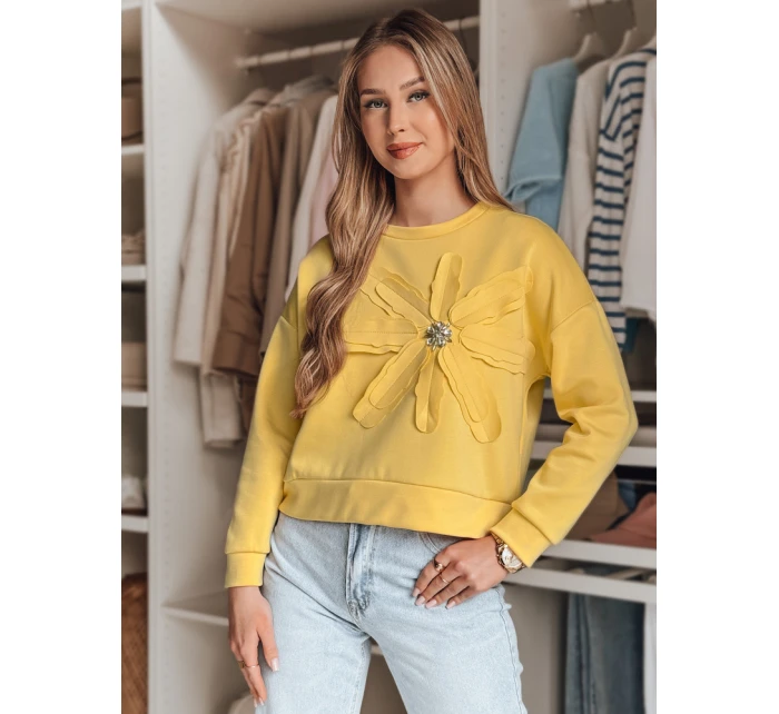 Dámská oversize mikina s květinou PETITKA žlutá FashionStreet BY1390