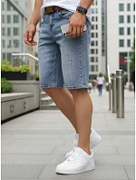 Spodenki męskie jeansowe z paskiem niebieskie model 22152781 - FashionStreet