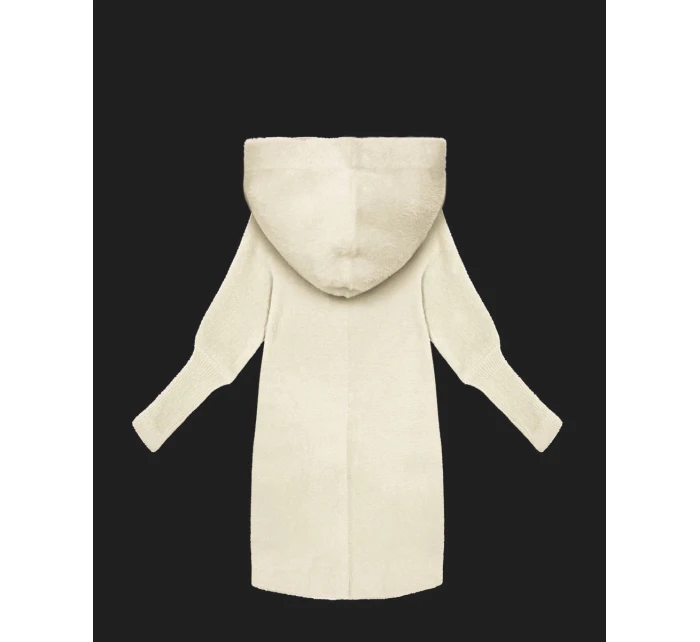 Bunda - přehoz přes obleční typu alpaka v barvě ecru s kapucí (19905.1)