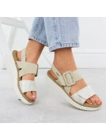 Dámské sandály na podpatku béžové model 21904791 - Rieker