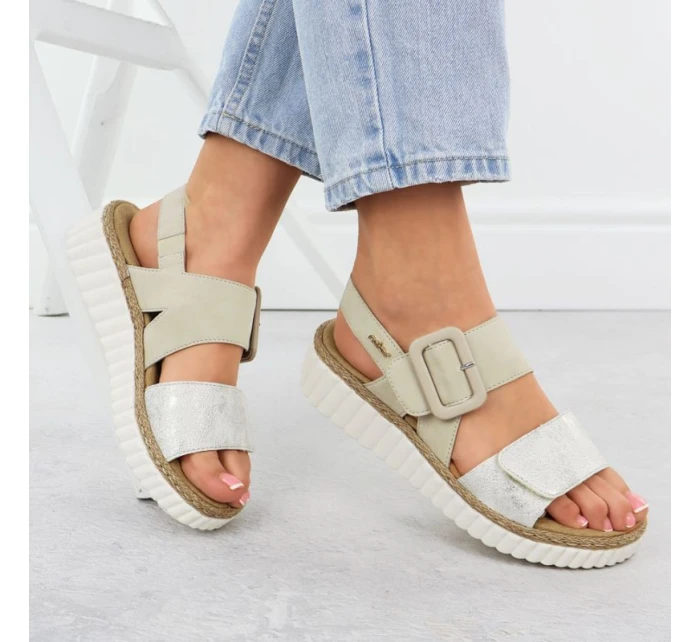 Dámské sandály na podpatku béžové model 21904791 - Rieker