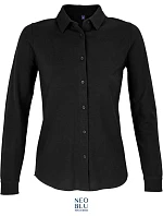Women Piqué halenka s dlouhým rukávem deep black model 22499840 - NEOBLU Women Piqué halenka s dlouhým rukávem deep black model 22499840 - NEOBLU