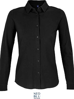 NEOBLU Basile Women Piqué halenka s dlouhým rukávem 24.3791 deep black