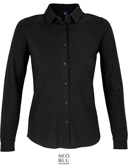 NEOBLU Basile Women Piqué halenka s dlouhým rukávem 24.3791 deep black NEOBLU Basile Women Piqué halenka s dlouhým rukávem 24.3791 deep black