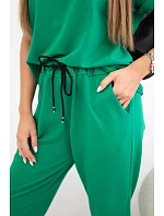 Bavlněný komplet halenka + kalhoty zelený