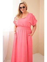 Dámské šaty Plus Size s model 22159133 pasem růžová - K-Fashion Dámské šaty Plus Size s model 22159133 pasem růžová - K-Fashion