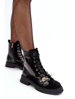 Dámské módní boty se zipem a ozdobami D&A MR870-76 černé